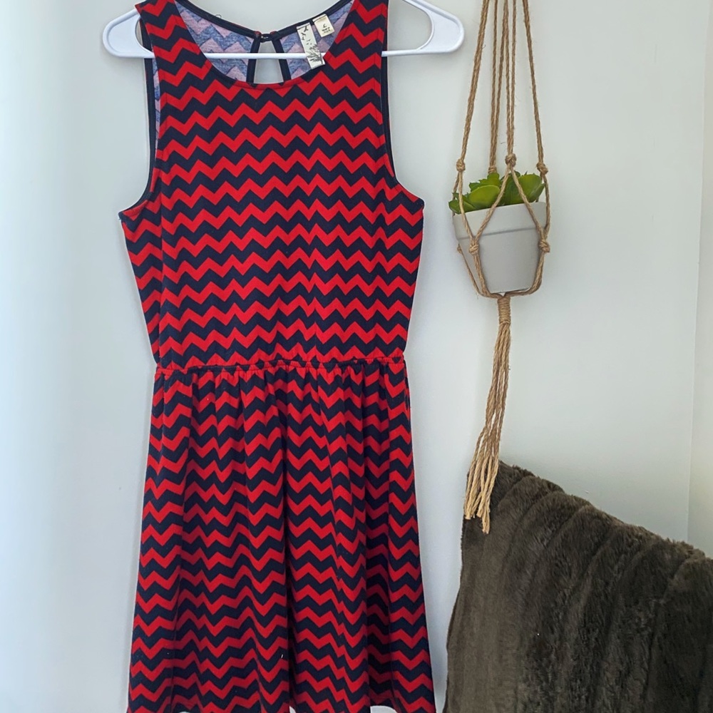 Chevron red and navy boutique dress